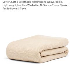 9 THREAD QUEEN HERRINGBONE BLANKET 100% COTTON LIGHT WEIGHT ALL SEASON SOFT BREATHEABLE BEIGE Cobija  QUEEN 100% ALGODÓN LIVIANA TRANSPIRABLE SUAVE CO