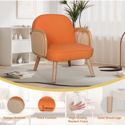 Comfy and Versatile Single Chair Sofa - Ideal for Living Room, Bedroom, Balcony - Lounge, Recline, or Nap Orange