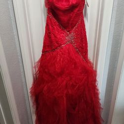 Cinderella Divine Red Beaded Ball Gown NEW