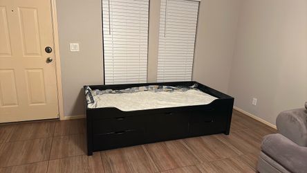 Twin bed frame with storage