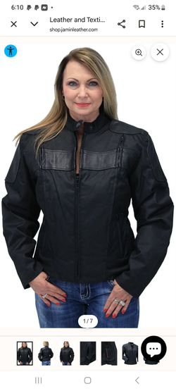 Vented leather and  textile. Women's motorcycle jacket.