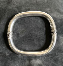 Sterling Silver 925 Italy VTG Vintage Clasp Square Hinged Bracelet Small/Med 7 1/2"i.d 24.38g Womans