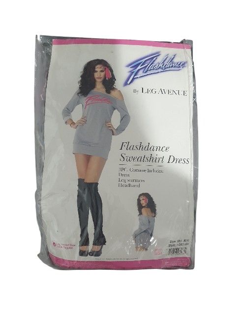 Flashdance Sweatshirt Dress , 80's Adult Woman's Halloween Costume. Size M/L. *Dress *Leg Warmers *Headband.