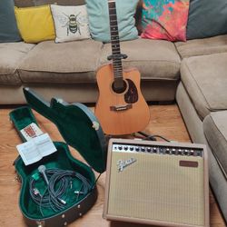 Martin Guitar Fender amp Sure Mic Sm58