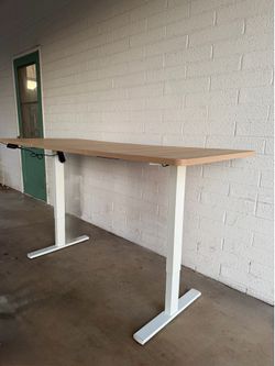 White Large Electric Standing Desk, Height Adjustable