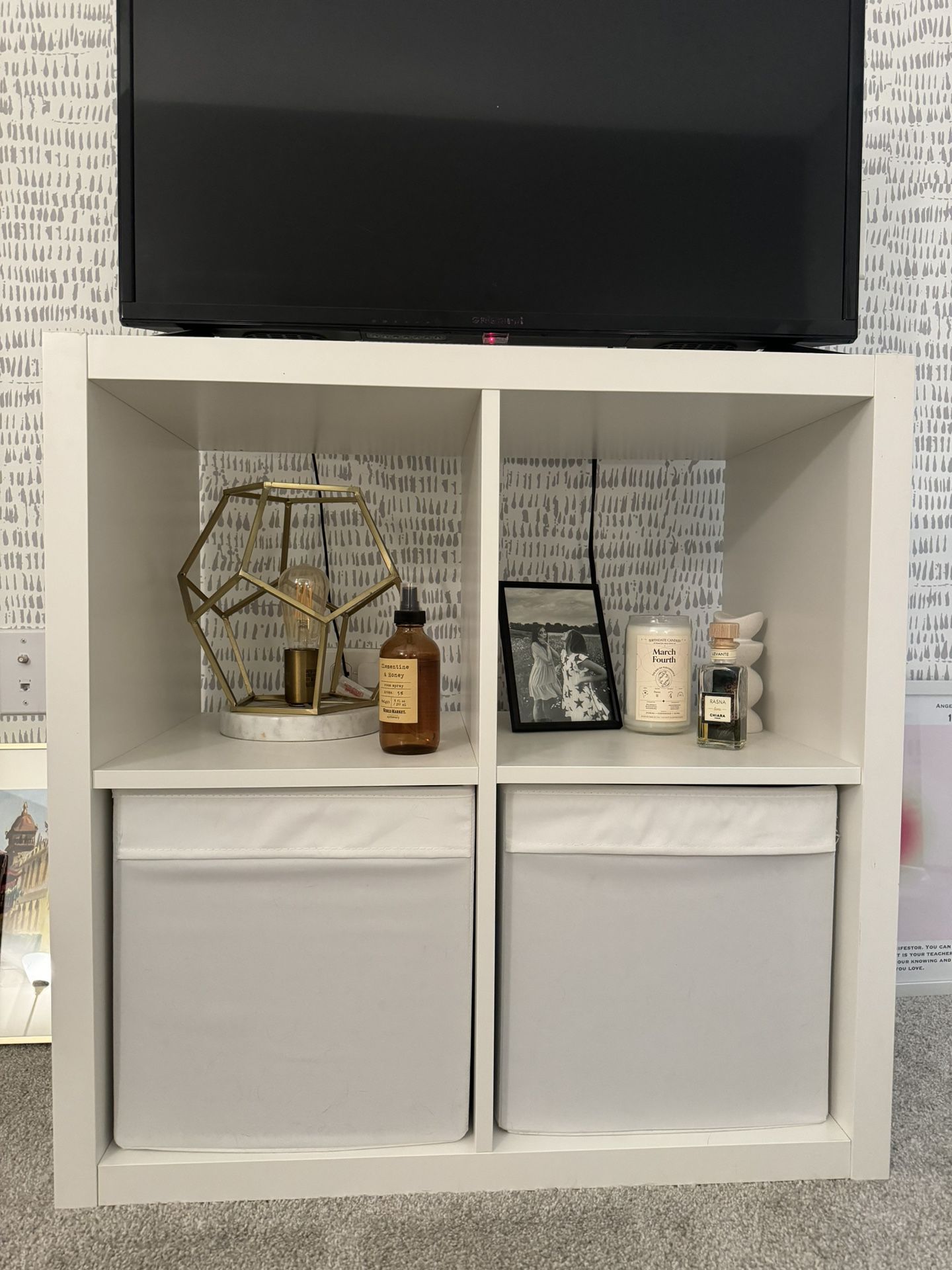 IKEA White 4 Cub storage shelf unit - KALLAX IKEA TV stand
