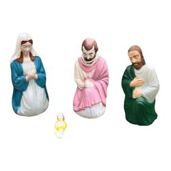 4 Piece Vintage Blow Mold Nativity Set