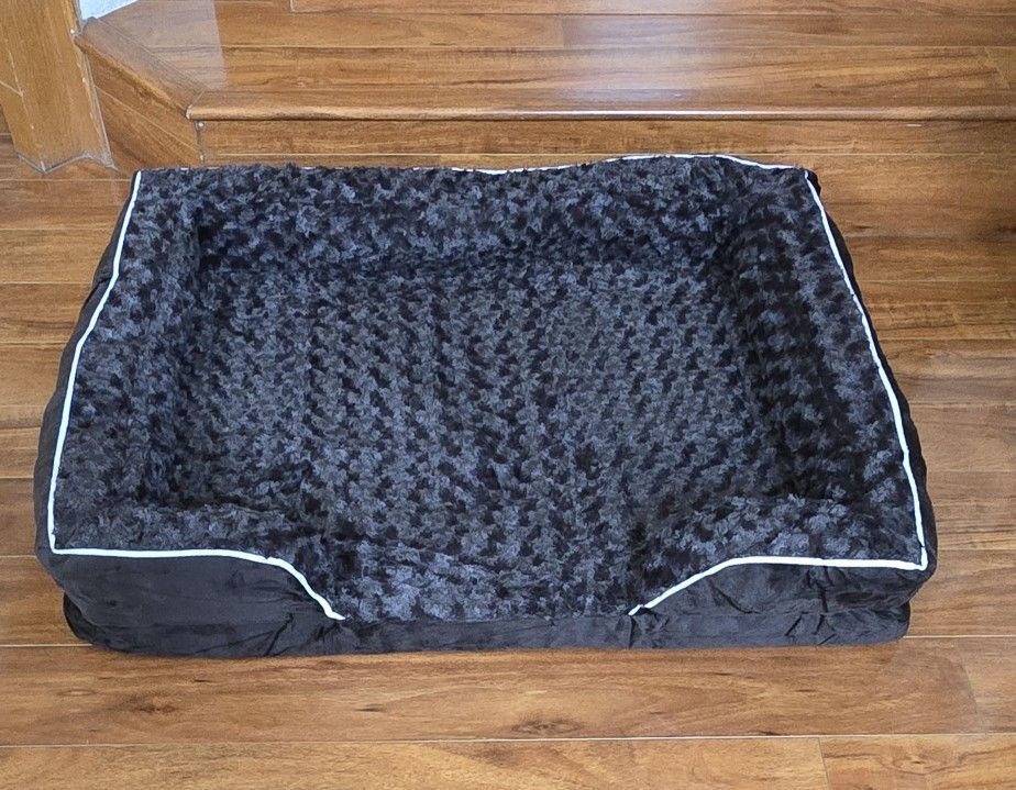 36" x 27" Orthopedic Pet Dog Bed with Sides, Pet Couch Bed, Washable Removable Cover, Brown