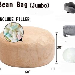 Cream/Beige Jumbo Memory Foam Bean Bag 