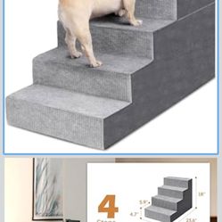 Heeyoo Dog Stairs for Small Dogs,5-Step Dog Steps for High Bed and Couch, High-Density Foam Pet Steps with Supporting Board, Non-Slip Removable Washab