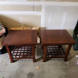 TWO WOODEN SIDE TABLES 