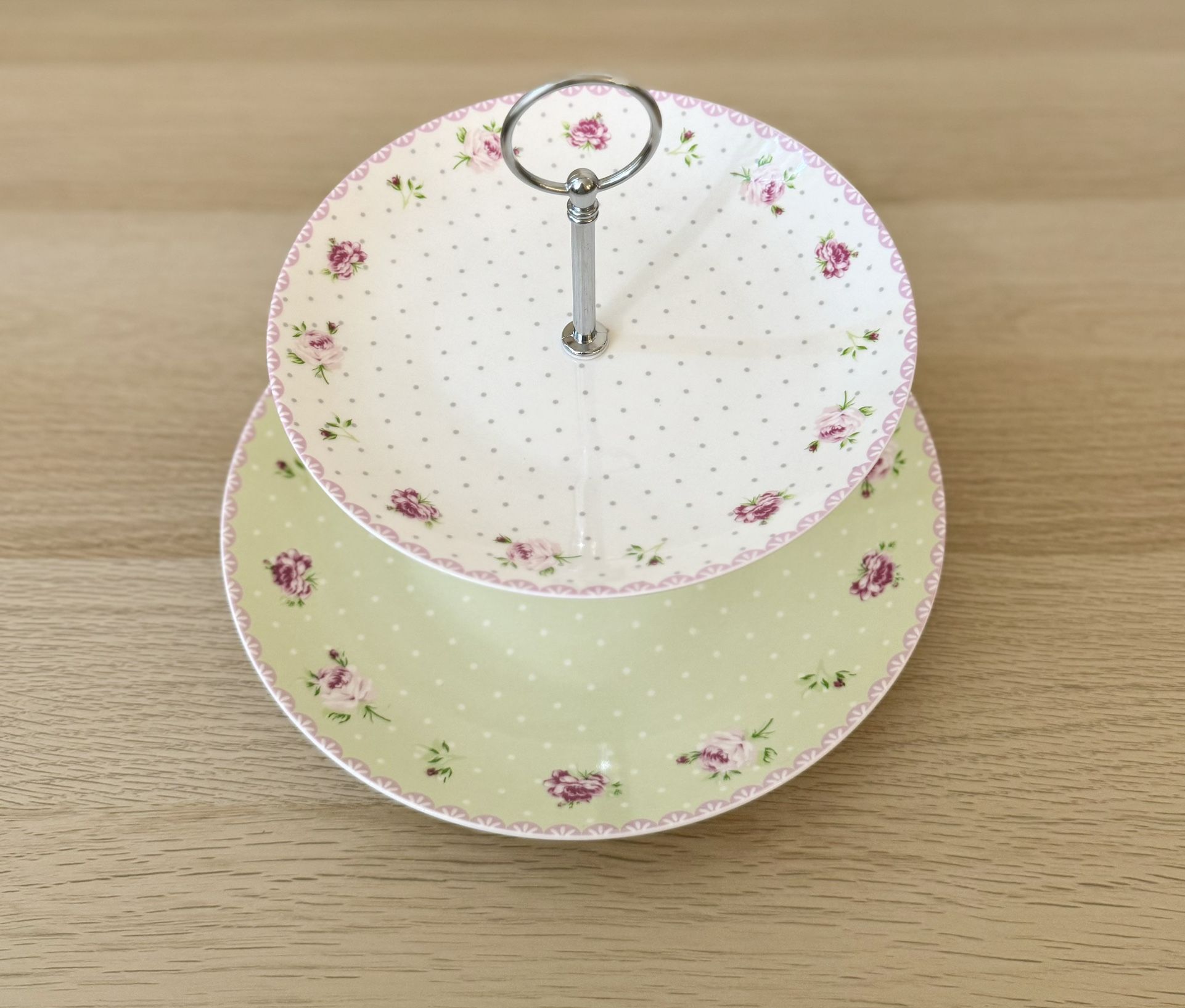 Angela Fine Bone China Two-Tier Cake Stand  