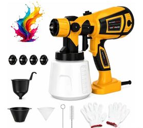 Handheld HVLP Electric Paint Sprayer, 4 Nozzles Complete Accessory Kit for DIY Home Furniture Wall Fence Painting