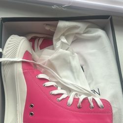 Shane Justin High Top Women’s Pink Lace - Up Sneakers with side Zipper
