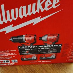 Milwaukee M18 Brushless Combo Set With Two Batteries And Charger And Bag
