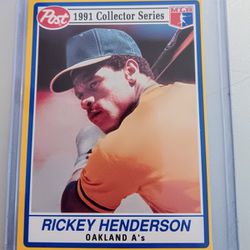Rickey Henderson 1991 Post Collector Series Baseball Card Oakland Athletics #27