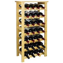 Bamboo 28-Bottle Wine Rack with Table Top, 7-Tier Free Standing Shelves for Kitchen, Pantry, Cellar, Bar