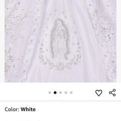 Little Baby Girls Virgin Mary Embroidery Christening Baptism Cape Bonnet Dresses new but has a small stain not noticeable brand new other than that st
