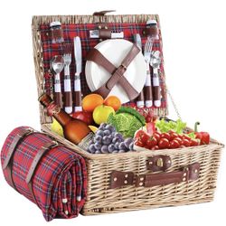 Wicker Picnic Basket for 4 with Waterproof X(154)