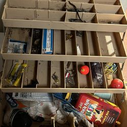 Vintage Fenwick 3 Tray Tackle Box Full Of Fishing Items
