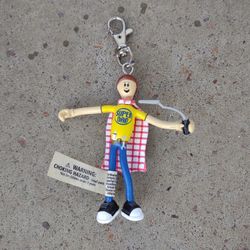 Bendy Smiley Super Dad Man Keychain Fidget Toy