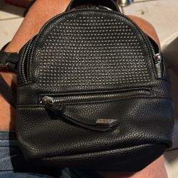 STEVE MADDEN Black Pebbled Leather Mini backpack Or Sling