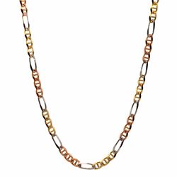 Men’s 14k Tricolor Rose White Yellow Gold 24” Inch 3.5mm Figaro Link Necklace GP3124860