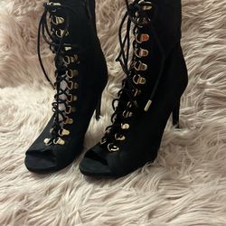 Black & Gold Military Inspired Jlo Booties Size 6