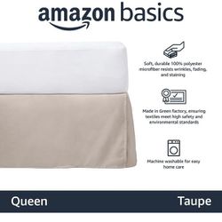 Lightweight Pleated Bed Skirt, Queen, Taupe