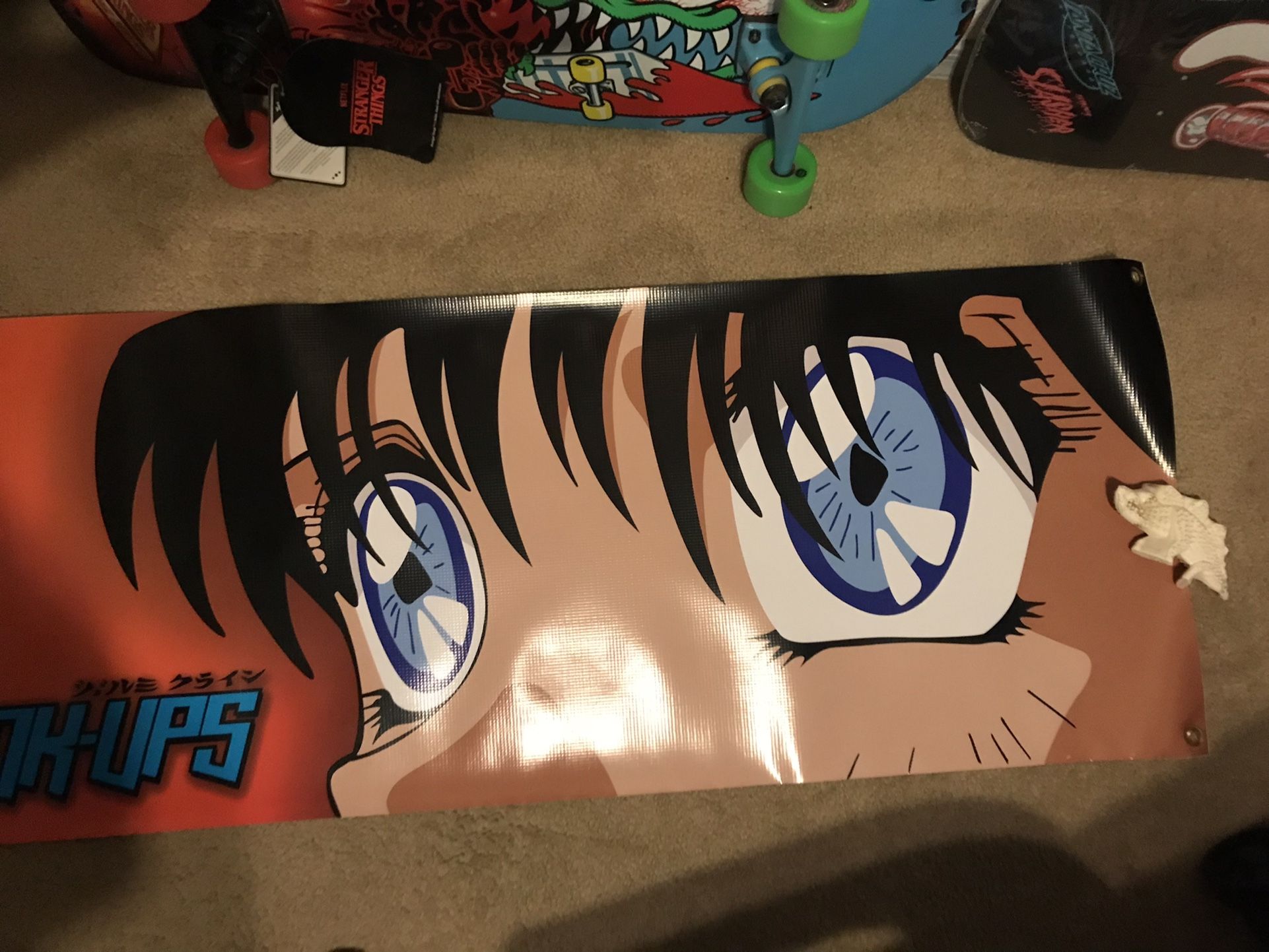 Pristine Condition Vintage Hook Ups Eyes Skateboard Banner 