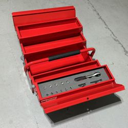 NEW Bulldog Retractable Folding Collapsible Tool Storage Carrier Box With 14 Pcs Socket Wrench Tools Kit Set 