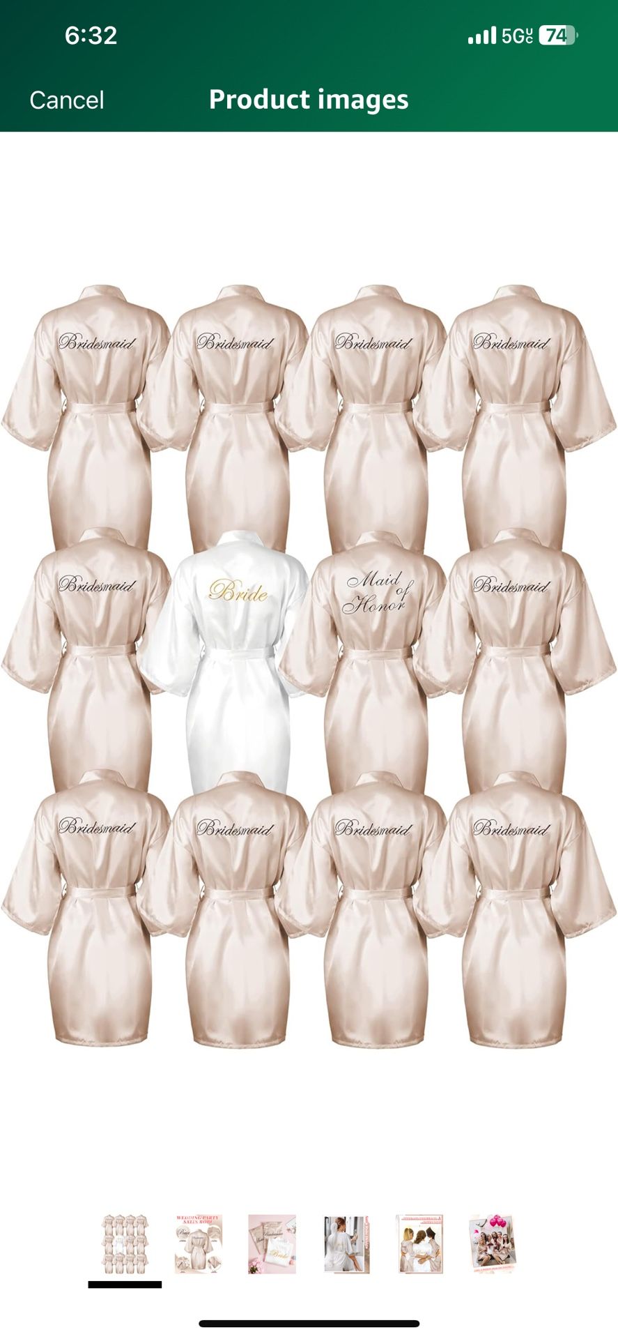Jecery 12 Pcs Bridesmaid Robes Bride Kimono for Wedding Day Satin Embroidered Bridal Party Robes