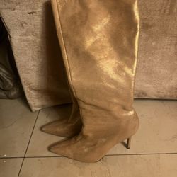 Colin Stuart💗Vintage-Skinny Leg-Gold Pointy Boots Used Size 7.5 B