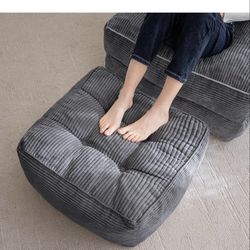 HIGOGOGO Square Stuffed Pouf Ottoman, Corduroy Poufs with Foam Chunk Filling, Furry and Fluffy Pouf Foot Stool Storage Ottoman, 21 X 21 Floor Poufs Fo