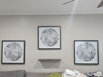 Set of 3 Framed Gray & White Geometric Wall Art – 25.5" Square