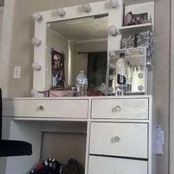 Vanity with Mirror And Shelves