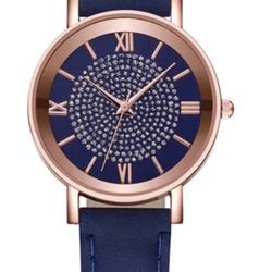 Blue Rhinestone Watch New
