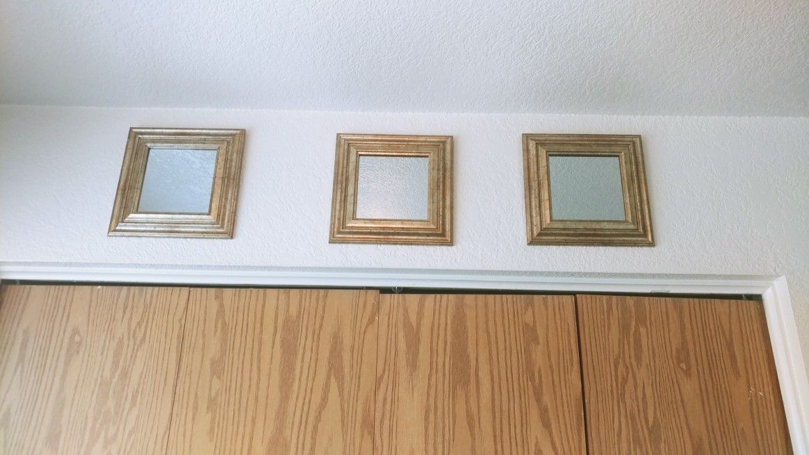 3 gold frame mirrored wall decor