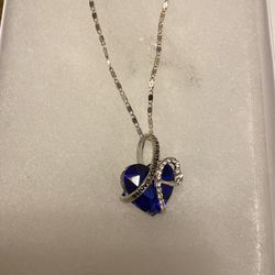 Women’s Blue Heart Of The Ocean Rhinestone Necklace 22”