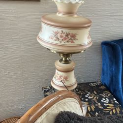 Vintage Antique lamp Floral Hurricane Lamp
