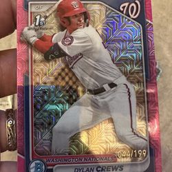 DYLAN CREWS 2024 Bowman Chrome PINK MOJO REFRACTOR /199! Nationals