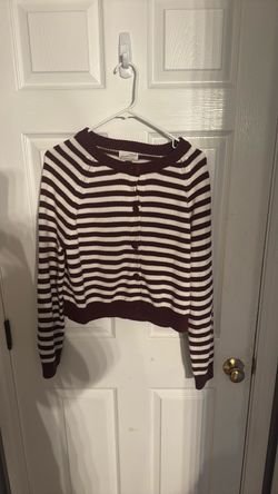 Striped Knit Button-Up Cardigan Sweater