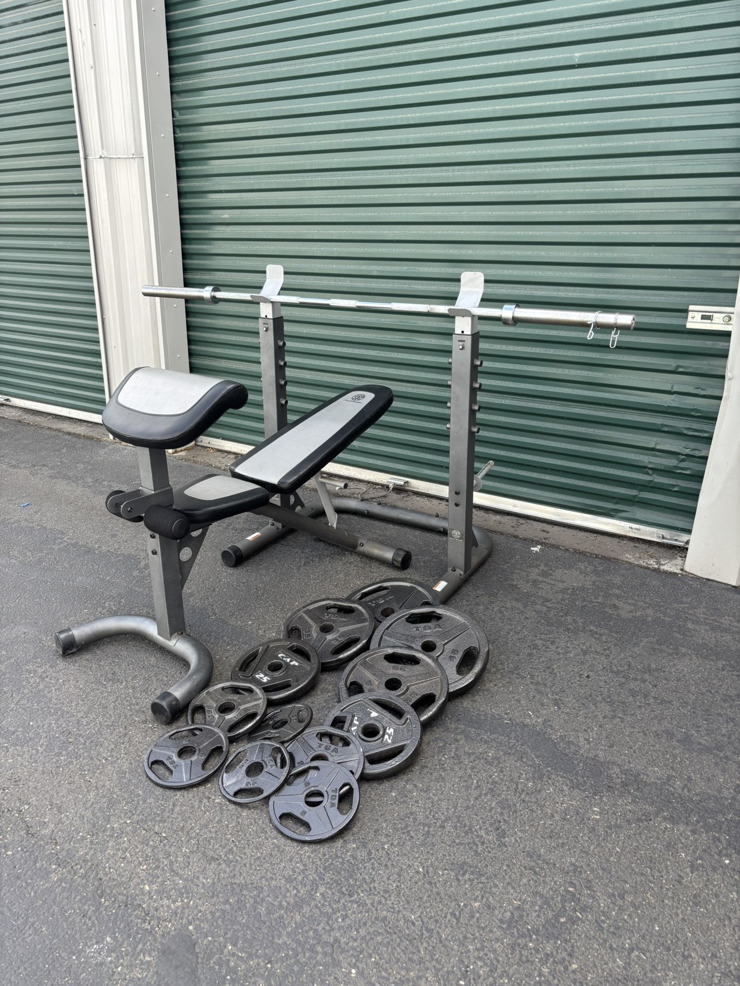 Squat Rack With Weight Bench Weights Bar