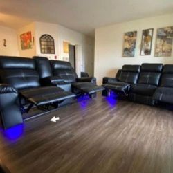 Kempten Black Power Recliner Living Room Set Same Day Delivery 