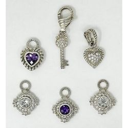 6pc Lot of Judith Ripka 925 Sterling Silver Pendant & Earring Enhancer Charms