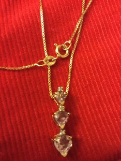 Gold Amethyst Hearts Pendant & necklace ✨👑💛
