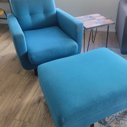Modern accent chair with Ottoman- teal