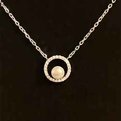 Helzberg Halo Pearl Diamond Necklace