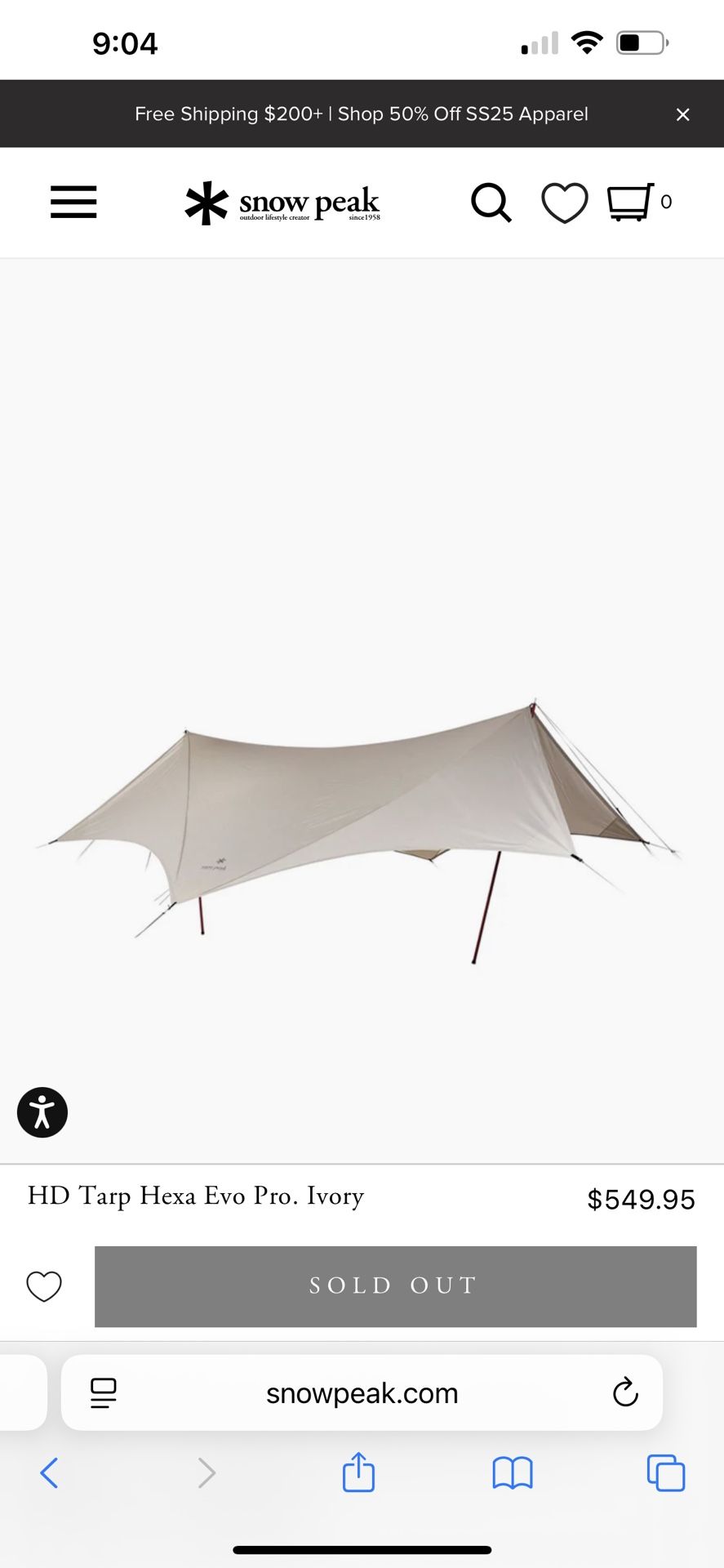 For Sale: Snow Peak HD Tarp Hexa Evo Pro Ivory + Takibi Inner Roof $600,All Products : American Fashion Style Bags On Sale