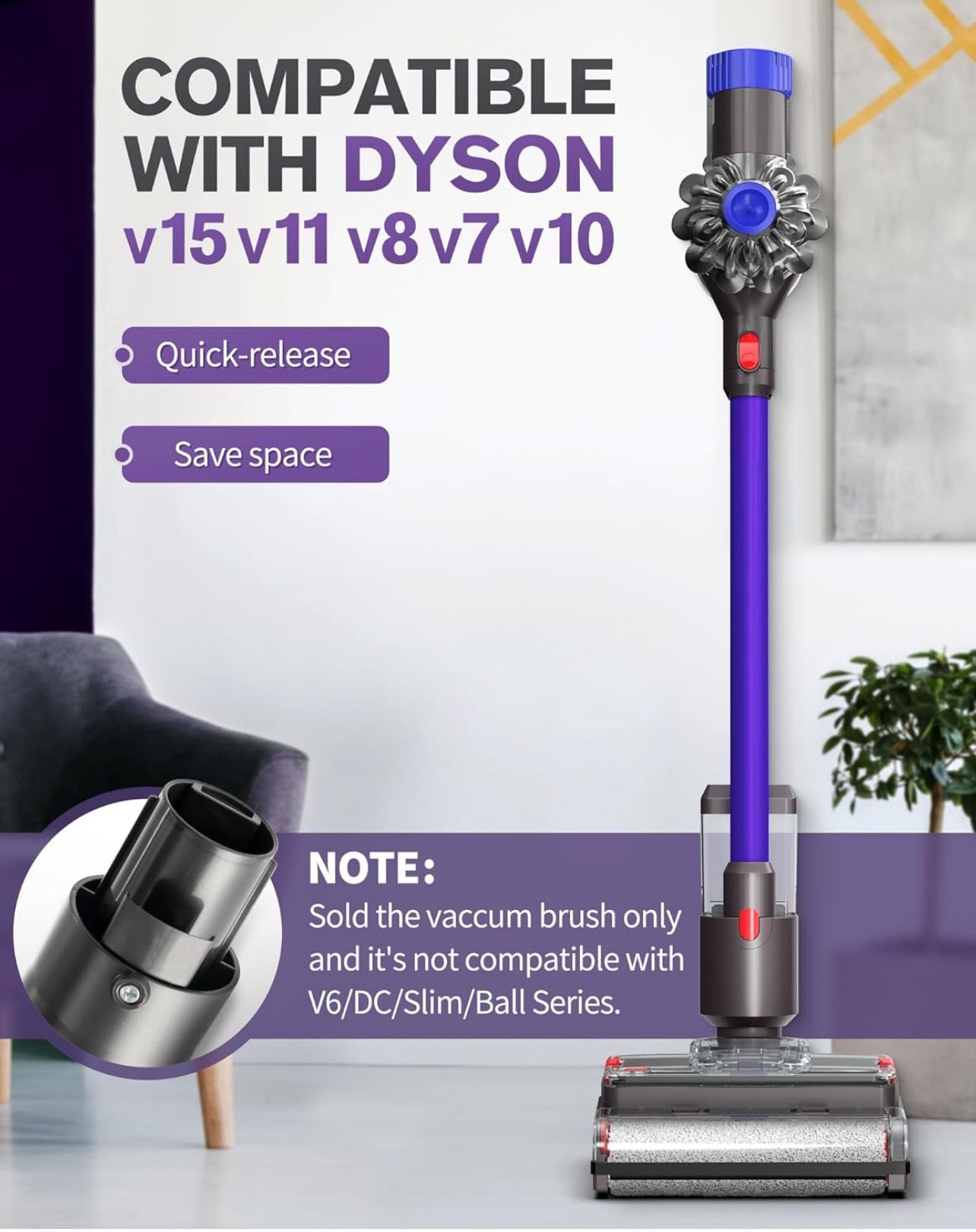 Electric Wet Dry Mopping Head for Dyson V15 V8 V7 V10 V11 Vacuum Cleaner